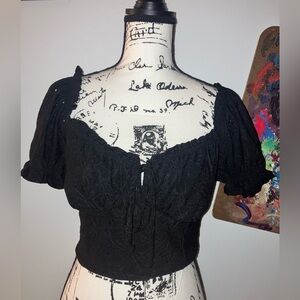 Eyelet black cropped top size medium